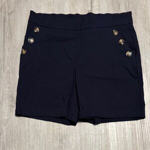 Bella Rose Closet Navy High Waist Shorts with Button Detail